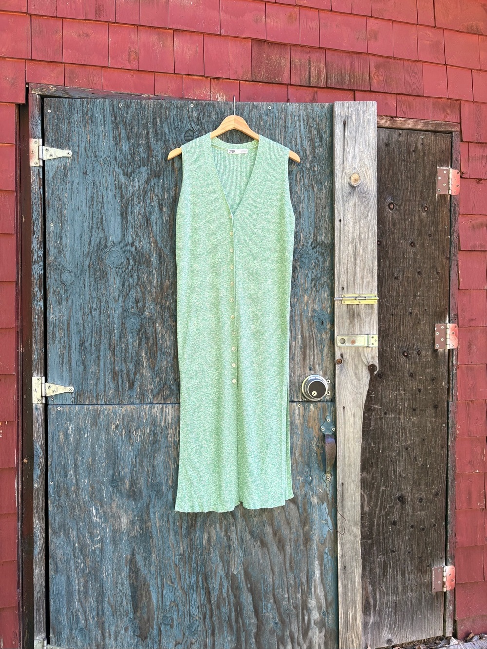 Zara Sleeveless Mint Green Midi Button-Down Dress